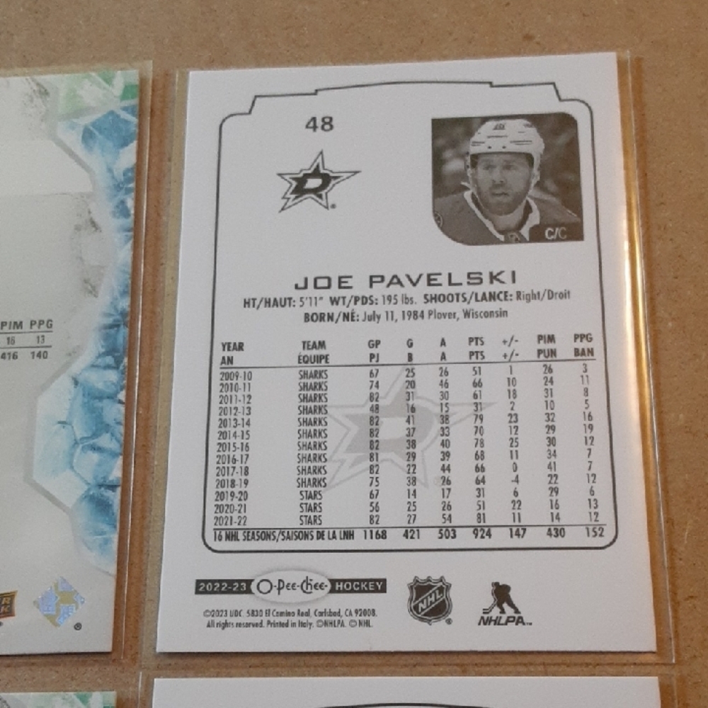 Joe Pavelski Dallas Stars Hockey Trading Cards Set - Picture 4 of 16